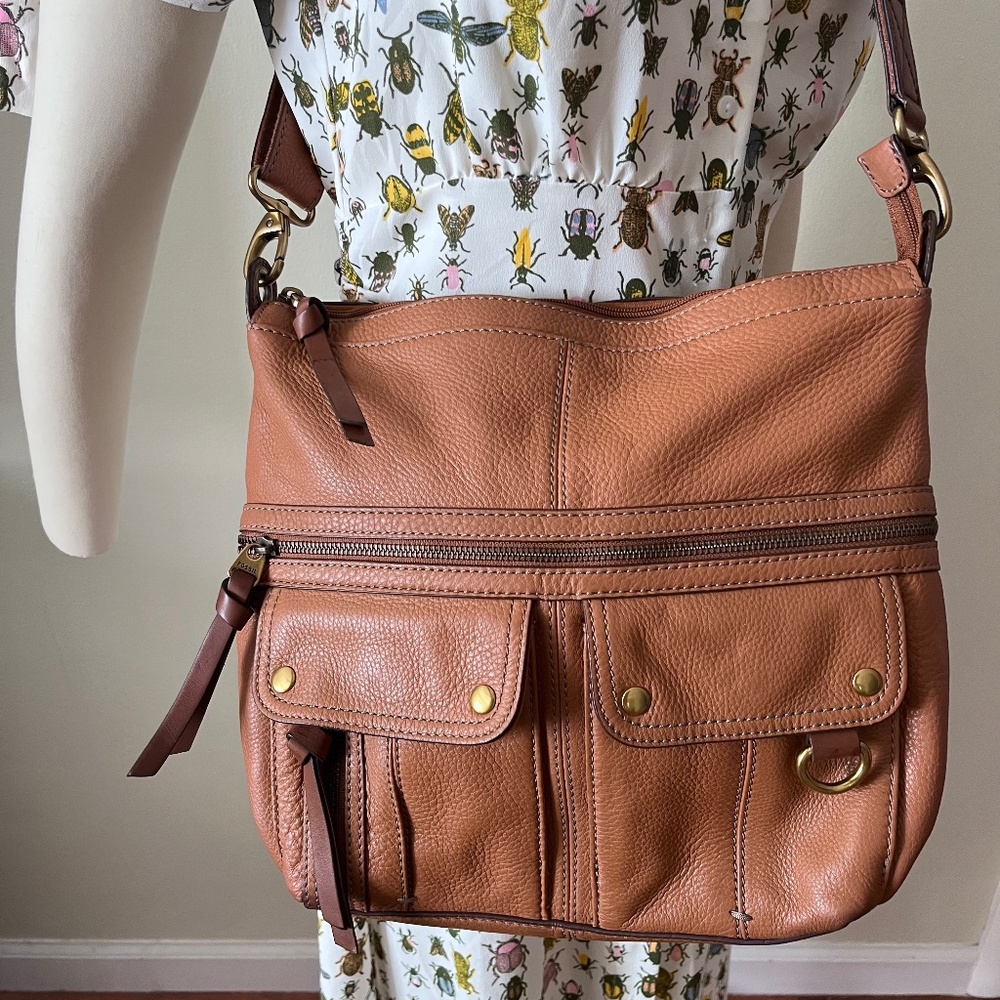 Fossil Morgan Zip Top Crossbody Bag - Saddle color
